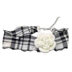 PLCPDM Einzigartige Blumen-Choker-Halskette mit Gitterband und verstellbarer Länge, modisches Accessoire, Geschenk für Frauen und Mädchen, Strap style 2, Wie abgebildet von PLCPDM