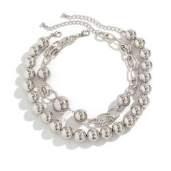 PLCPDM Elegante, doppellagige Perlen-Halskette, Choker-Halskette, einzigartig, auffälliges Accessoire für Damen, Wie abgebildet von PLCPDM