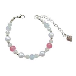 PLCPDM Elegantes Perlenarmband aus Legierung für Damen und Mädchen, Handkette mit Herzanhänger, einfache, zarte Perlen, niedliche Charm-Armbänder von PLCPDM