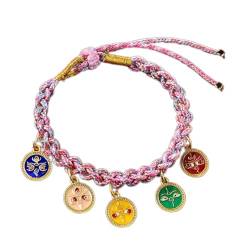 PLCPDM Ethnisches handgewebtes Armband, tibetische Thangka-Handkette, Pfirsichknoten-Armreif, handgefertigter Schmuck für Wohlstand und Glück von PLCPDM