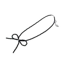 PLCPDM Halskette mit Kristallperlen, Schleife, modisches Halsband, Halskette, Perlen-Halskette, Party-Schmuck für Damen, Teenager, Mädchen, Siehe Abbildung von PLCPDM