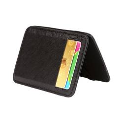PLCPDM Ledergeldbörse Kartenhalter für Herren, schlanker Visitenkartenhalter, Geldbeutel, kurze Klappbrieftasche für Herren, Geschäftsreisen, Schwarz von PLCPDM