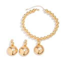 PLCPDM Modisches Schmuck-Set mit Perlenanhänger, Halskette und Ohrringen, stilvolles Perlen-Accessoire für Partys, Versammlungen und Hochzeiten, Siehe Abbildung von PLCPDM
