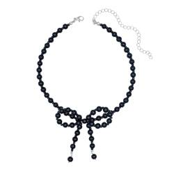 PLCPDM Schwarze Perlen-Halskette, leicht, schick, bequem, leicht, geeignet für Partys und den täglichen Gebrauch, Wie abgebildet von PLCPDM