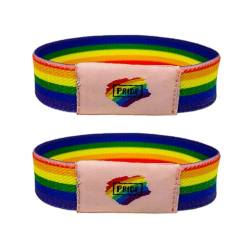 PLCPDM Set mit 2 bequemen Regenbogen-Handketten, stilvolles Unisex-Armband, bunt, handgewebt, elastisch, Armreif, Ornament von PLCPDM