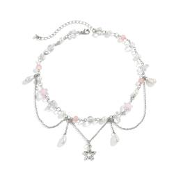 PLCPDM Stilvolle Halskette mit Stern-Anhänger, modische Perlen-Halskette, schicker Halsschmuck, modisches Accessoire für den täglichen Gebrauch, Wie abgebildet von PLCPDM