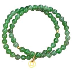 PLCPDM Stilvolles Armband im chinesischen Stil, grüne Perlen, Armband mit Münzanhänger, modischer Armreif, Schmuck für den täglichen Gebrauch, 2 Stück von PLCPDM