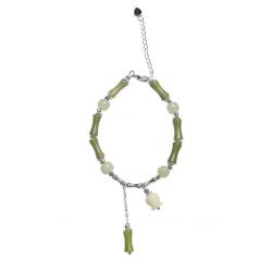 PLCPDM Stilvolles simuliertes Bambus-Armband, handgefertigter Handgelenkschmuck, verstellbare Länge, Armband aus Kunstharz, Perlenarmband für Damen von PLCPDM