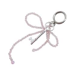 PLCPDM Stylisches Schlüsselband mit Perlen und Schleife, für Mobiltelefone, Schlüsselanhänger, Taschenzubehör für Mode-Enthusiasten von PLCPDM