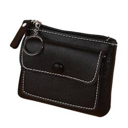 PLCPDM Tragbare kurze Geldbörse mit hochwertigem Reißverschluss, Kleingeldtaschen, praktischer Münzhalter für den täglichen Gebrauch, Schwarz von PLCPDM