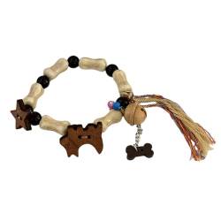PLCPDM Vintage-Holz-Hunde-Armband, Halskette, elegant, doppellagig, Schlüsselbeinkette, ethnischer Stil, gewebtes Armband, Schmuck, Siehe Abbildung von PLCPDM