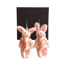 Plüschbär-Ohrhaken, schönes Spielzeug, Feenbär-Ohrringe, Kaninchen-Halskette, gefüllte Ohrringe, Winter-Weihnachts-Ohrringe, Siehe Abbildung von PLCPDM