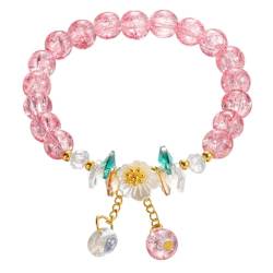 Stilvolles Blumen-Armband für Damen, elastisches Seil-Armband, süßes Blumenarmband, buntes Perlenarmband, geeignet für Partys von PLCPDM