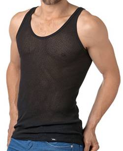 Netz Unterhemd für Herren, Herren Netzunterhemd, atmungsaktives Herren Netzhemd aus reiner Baumwolle, europäische Produktion XXL, schwarz von PLEAS