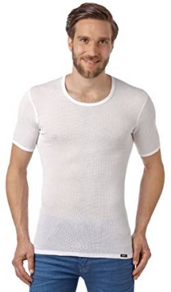 PLEAS Netzhemd für Herren, Herren Netzunterhemd, atmungsaktives Herren Netzhemd aus reiner Baumwolle, europäische Produktion (5 (M), weiss) von PLEAS