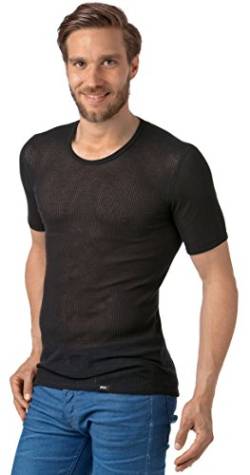 PLEAS Netzhemd für Herren, Herren Netzunterhemd, atmungsaktives Herren Netzhemd aus reiner Baumwolle, europäische Produktion (7 (XL), schwarz) von PLEAS