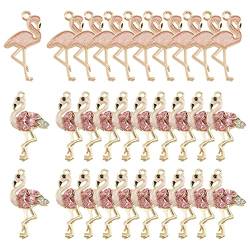 PLIGREAT 30 Pcs Pink Flamingo Charms Legierung Anhänger Handmade Making Anhänger kleine Emaille Charms für Schmuck machen Armband Schlüsselanhänger Dekoration für Frauen Kleidung Zubehör von PLIGREAT