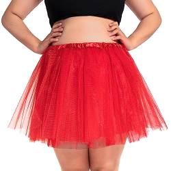 PLIKSUVER Damen Tüllrock Tütü Rock Minirock 4 Lagen Tanzkleid Cosplay Ballkleid Abendkleid für Party (Rot) von PLIKSUVER