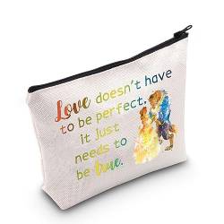 PLITI Beauty Beast Geschenk Hochzeitsgeschenk Love Doesn't Have to Be Perfect It Just Needs to Be True Princess Belle Make-up-Tasche, Love Be True Bagu, modisch von PLITI