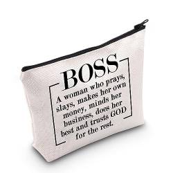 PLITI Boss Definition Make-up-Tasche Boss Lady Geschenk eine Frau, die betet, Slays macht ihr eigenes Geld Vertrauen Gott Boss religiöses Geschenk, Boss vertraut Gott Bagu, modisch von PLITI