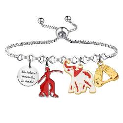 PLITI DST Schwesternschaft Geschenk Griechische Schwesternschaft Geschenk Roter Elefant Geschenk She Believed She Could So She Did Inspirierendes Armband, M, Edelstahl von PLITI