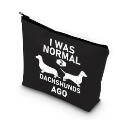 PLITI Dackel Kosmetiktasche für Damen, Dackel-Liebhaber, Geschenk "I was Normal 2 Dackel Ago", Geschenk, 2 Dackel Ago Blu, modisch von PLITI