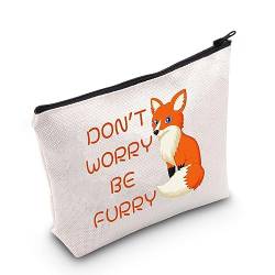 PLITI Fox Gifts for Fox Lovers Makeup Bag Crazy Fox Lady Gift Fox Theme Gift Don't Worry Be Furry Funny Fox Animal Lover Gift, Be Furry Bagu, modisch von PLITI