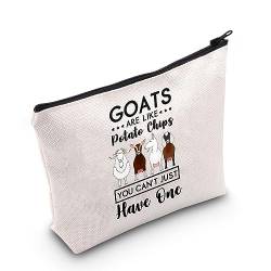 PLITI Goat Gifts for Goat Lovers Makeup Bag Goats are Like Potato Chips You Can't Just Have One Funny Goat Farmer Gift, Kartoffelchips Ziege Bagu, modisch von PLITI