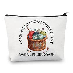 PLITI Häkelgeschenk für Häkelliebhaber Geschenk I Crochet So I Don't Choke People Save A Life Send Garn Make-up Tasche Stricken Geschenk, Crochet So Yarnu, Modisch von PLITI