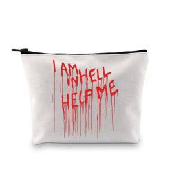 PLITI Hellraiser Geschenk Hellraiser Pinhead Fans Geschenk I Am in Hell Help Me 1980er Horrorfilm Zitat Make-up Tasche Horror Liebhaber Geschenk, Hilf mir Bagu, modisch von PLITI