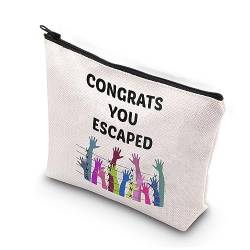 PLITI Lustige Abschiedsgeschenke für Frauen, Kollegen, Freund, Abschiedsgeschenk, Weggehen, Geschenk Congrats You Escaped Make-up-Tasche, Herzlichen Glückwunsch entkam Bagu, modisch von PLITI