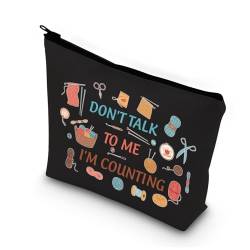 PLITI Lustige Stricktasche mit Aufschrift "Don't Talk to Me I'm Counting" zum Häkeln von Müttern, Oma, Make-up-Tasche, Strickliebhaber, Geschenk, Talk to Counting Blu, modisch von PLITI