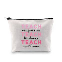 PLITI Make-up-Tasche für Lehrer, Wertschätzung, Teach Compassion Teach Kindness Teach Confidence Best Teacher Ever, Reißverschlusstasche, Drei lehren Bagu, modisch von PLITI