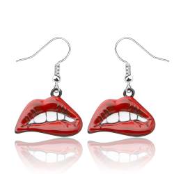 PLITI Rocky Horror Show inspiriertes Geschenk Horrorfilm-Themen-Geschenk Musikfilm Geschenk rote Lippen Ohrringe für Rocky-Fans, M, Edelstahl von PLITI