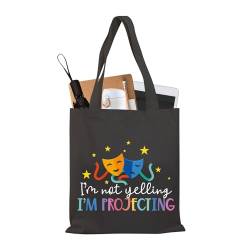 PLITI Theater-Tragetasche, Drama, Schauspielerin, Geschenk, Komödie, Tragödie, Maske, Theatertasche mit der Aufschrift "I'm Not Yelling I'm Projecting", Schreien Projizieren Tgblu, medium von PLITI