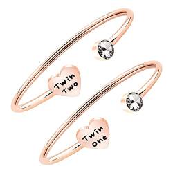 PLITI Twins Jewelry Zwillings-Armband, Geburtstagsgeschenk, Twin One Twin Two Armband, zwei Schwestern, M, Edelstahl von PLITI
