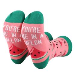 PLITI Wassermelonen-Partygeschenke "You Are One In A Melone" Socken für Wassermelonen-Geschenk, Wassermelonen-Liebhaber, Geschenk für Obstliebhaber, One in Melon SocksU, 6-13 von PLITI