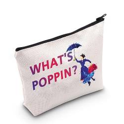 PLITI What's Poppin Pun Mary Movie Inspired Makeup Bag For Women Sister Coworker Friend Poppins Umbrella Musical Fans Gift, whats pop tasche, modisch von PLITI