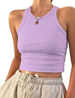 PLOKNRD Damen Ärmellos Racerback Rundhals Tank Top Hellviolett M von PLOKNRD