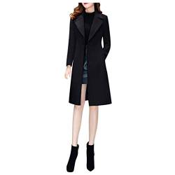 PLOT Damen Mantel Elegant Einfarbig Trenchcoat Windbreaker Lang Winter Warm Übergangs Parka Jacke Slim Fit Klassischer Windjacke Outwear Coat von PLOT-Damen Mantel