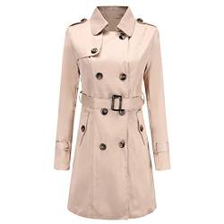 PLOT Damen Mantel Lang Einfarbig Trenchcoat Windbreaker Doppelten Breasted Winter Warm Outwear Coat Windjacke Parka Jacke Wintermantel Klassischer von PLOT-Damen Mantel