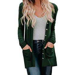 Plot Damen Cardigan Strickjacke Einfarbig Langarm Outwear Herbst Winter Strickpullover Übergangsjacke Casual Mantel Jacke mit Knopf Taschen von PLOT-Damen Mantel