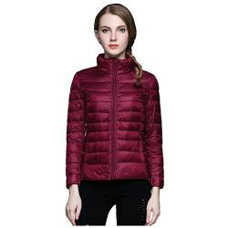 Plot Damen Steppjacke Leicht Einfarbig Winterjacke Übergangsjacke Stehkragen Winter Warm Stepp Jacken Übergang Daunenjacke Kurz Kurzjacke mit Aufbewahrungstasche von PLOT-Damen Mantel