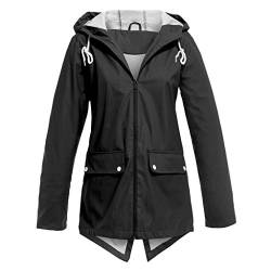 Plot Damen Windbreaker Leicht Regenjacke Mit Kapuze Wasserdicht Winddichte Übergangsjacke Parka Jacken Outdoor Sportwear Softshelljacke Mantel von PLOT-Damen Mantel