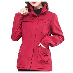 Plot Damen Windbreaker Leicht Windjacke Einfarbig Regenjacke Stehkragen Übergangsjacke Funktionsjacke Trenchcoat Softshelljack von PLOT-Damen Mantel