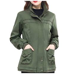 Plot Damen Windbreaker Leicht Windjacke Einfarbig Regenjacke Stehkragen Übergangsjacke Funktionsjacke Trenchcoat Softshelljack von PLOT-Damen Mantel