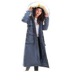 Plot Damen Winterjacke Lang Casual Warm Windbreaker Gefüttert Parka Jacken mit Kapuze Winter Warm Steppjacke Pelzkapuze Jacke Kapuzenjacke Wintermantel Outwear Coat von PLOT-Damen Mantel