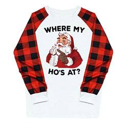 PLOT Damen T Shirt Weihnachten Casual Langarm Rundhals Shirt Karierte Oberteile Christmas Tshirt Pullover Lässige Loose Langarmshirt Tops T-Shirt von PLOT-Damen T Shirt