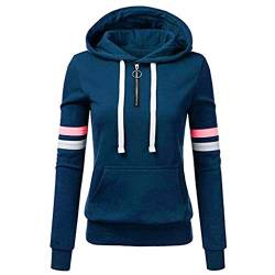 Plot Damen Sweatshirts Mit Kapuze Langarm Patchwork Pullover Hoodie Casual Herbst Frühling Sport Freizeit Pulli Kapuzenpullover mit Reißverschluss & Taschen von PLOT-Damen T Shirt