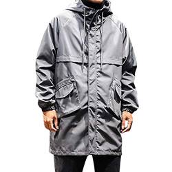 Plot Herren Kapuzenjacke Sportjacke Einfarbig Windbreaker Lange Sweatjacke mit Kapuze Softshell Jacke Winddichter Atmungsaktiv Sport Outdoor Jacken von PLOT-Herren Mantel